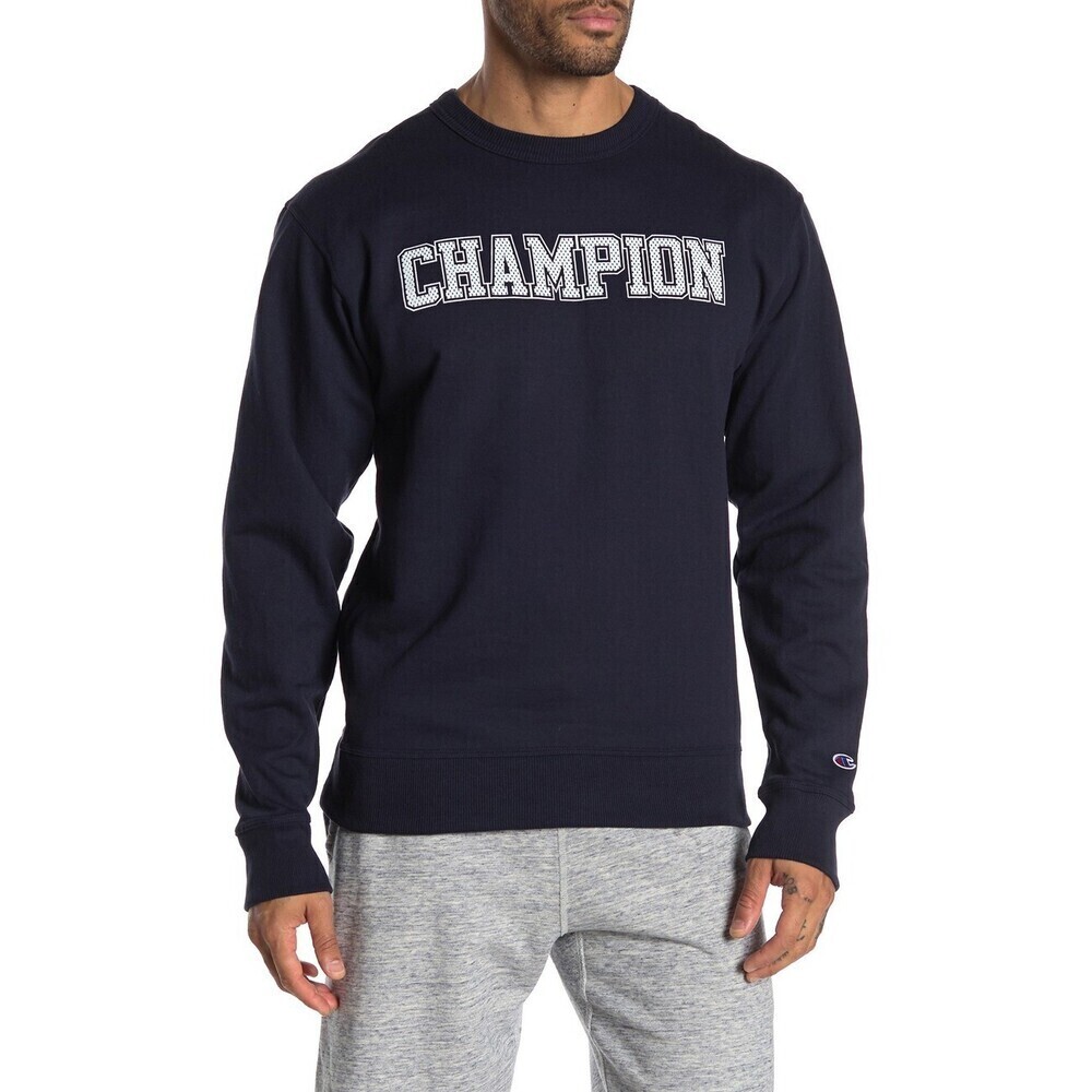 Champion Men's Fleece Crew Neck Sweatshirt Graphic Print In Oxford Grey Size M